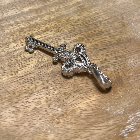 Judith Ripka Sterling Silver CZ Amethyst Fleur-de-lis Key Enhancer Pendant - Picture 8 of 16